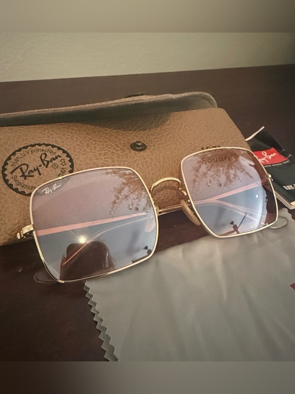 Ray-Ban Brown Square 1971 Sunglasses, Like NEW